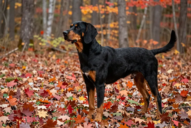 chien noir et feu pour la chasse au raton laveur